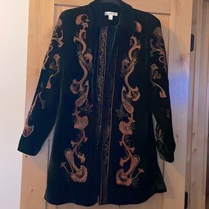 Beautiful Coldwater Creek Embroidered & Velvet Duster M